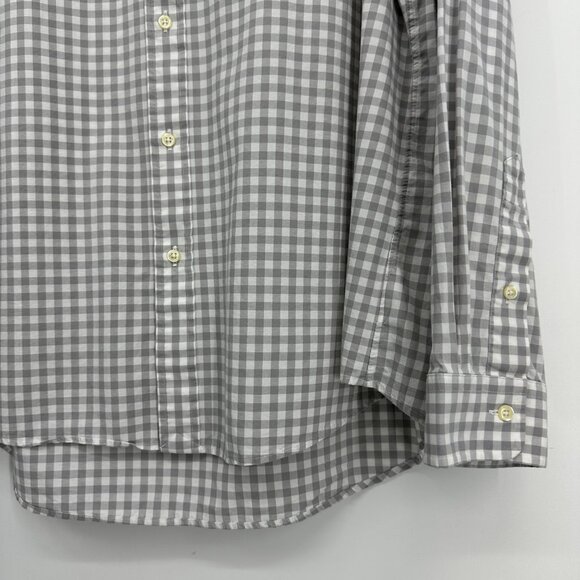 Ralph Lauren Gingham Plaid Button Down Dress Shirt Classic Fit Check Gray White - Picture 5 of 8